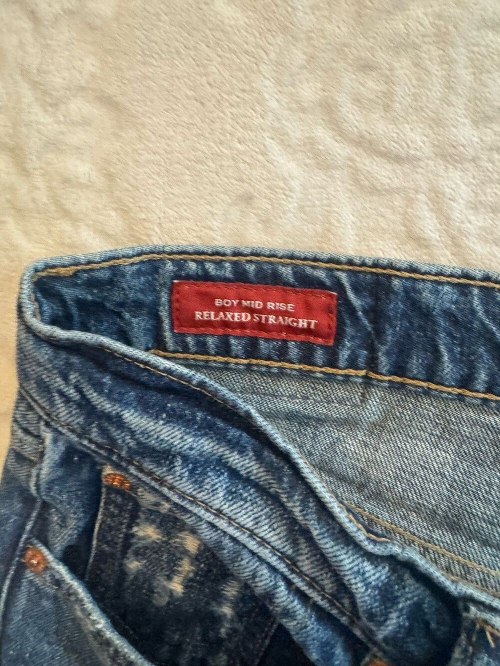 Lucky Legend Mid Rise Boyfriend High Bluff Patchwork Blue Denim Jeans Size 8/29 - Picture 9 of 13